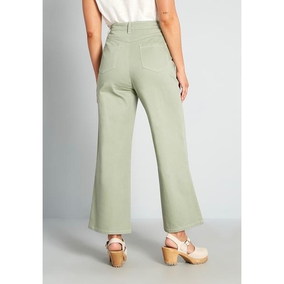 Modcloth Princess Highway Green Wide Leg Pants - Picture 3 of 5